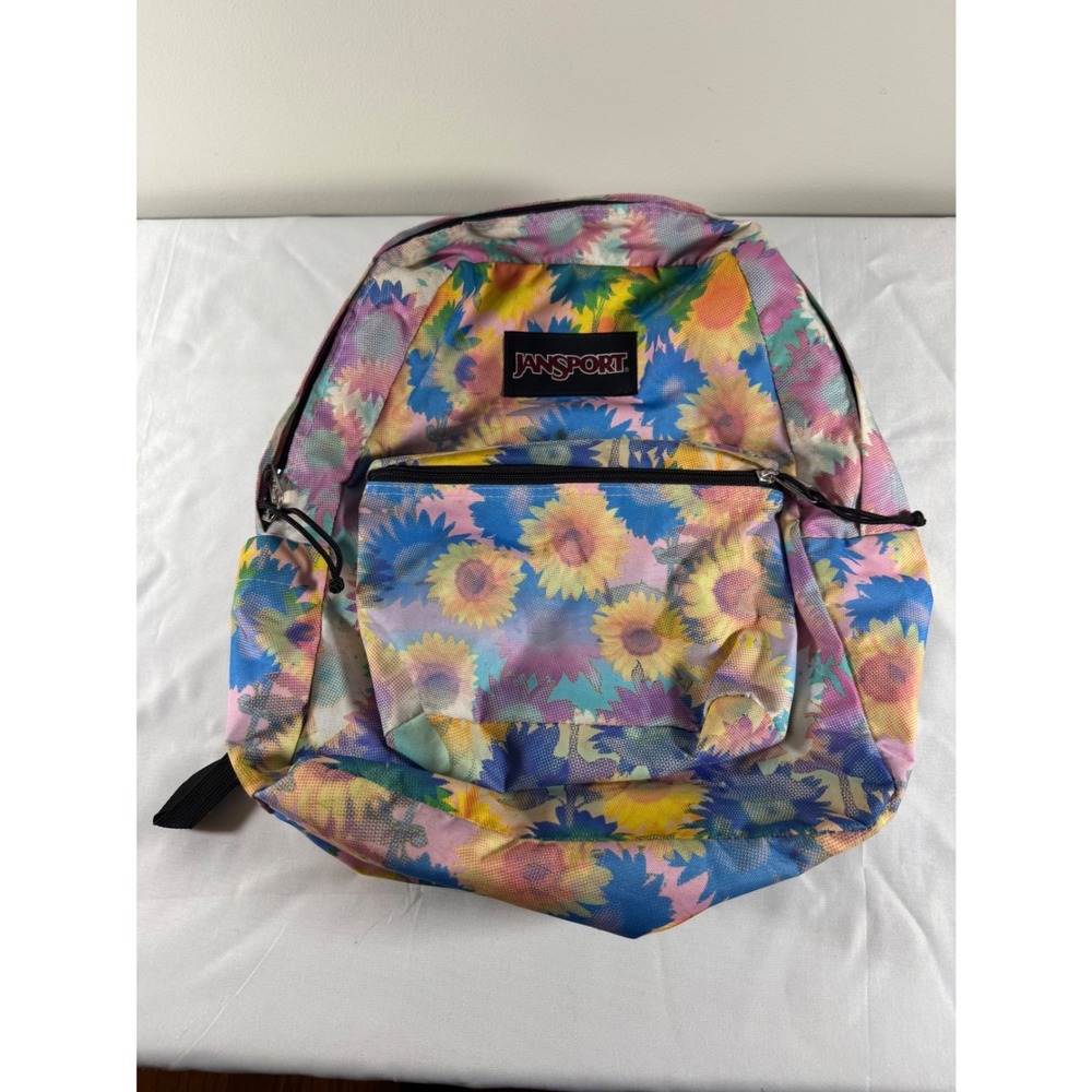 JanSport SuperBreak Backpack Multicolored Sunflower Floral Print School Bag